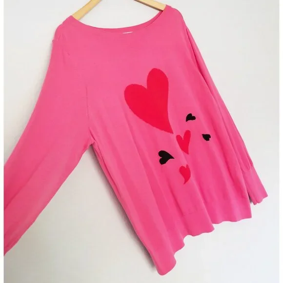 Chico’s Big Heart Pink Pullover Sweater Lightweight Jumper Plus Size XXL $90 - Picture 7 of 16